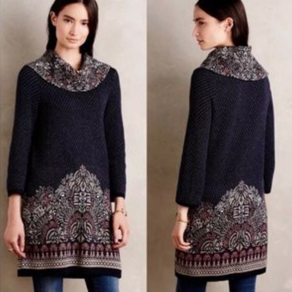 Anthropologie Moth Imperial Garden Tunic Sweater